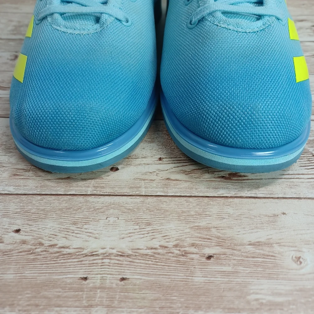 Adidas PowerLift 4 Cross Trainer Hazy Sky Blue Solar Yellow Gym Shoes Women's 10